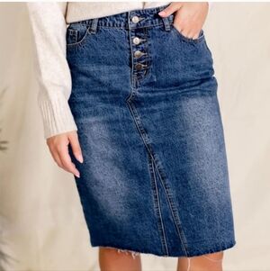 Main Street Exchange Haven Dark Wash Denim Knee Length Skirt Sz 14